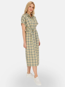 Sukienka koszulowa z paskiem w kratę Potis & Verso Gala