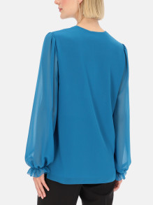 Dwuwarstwowa niebieska bluzka z długim rękawem Potis & Verso Roni