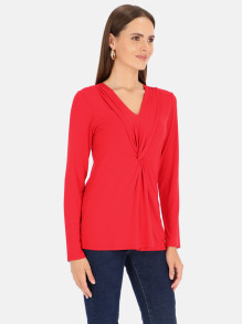 Czerwona bluzka z wiskozy z przewiązaniem Tinta Catrina