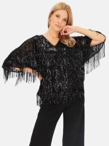 Kimonowa bluzka z cekinowymi troczkami L'AF Moris