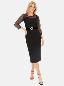 Elegancka sukienka z ozdobną górą i pasem L'AF Leona