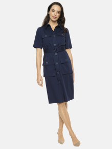 Granatowa sukienka koszulowa z paskiem Potis & Verso Olis