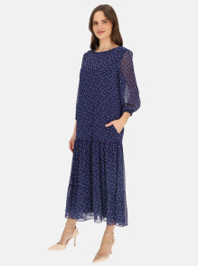 Granatowa zwiewna sukienka z paskiem Potis & Verso Sara