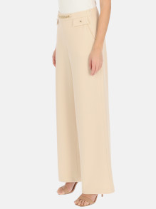 Eleganckie kremowe dzianinowe spodnie z prostą nogawką L'AF Uno