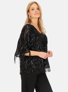 Kimonowa bluzka z cekinowymi troczkami L'AF Moris