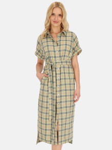 Sukienka koszulowa z paskiem w kratę Potis & Verso Gala