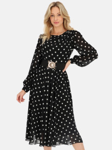 Zwiewna czarna sukienka w białe grochy L'AF Zuri