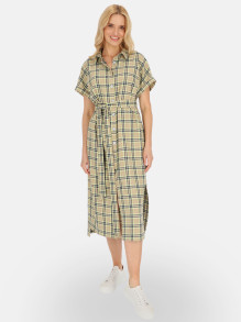 Sukienka koszulowa z paskiem w kratę Potis & Verso Gala