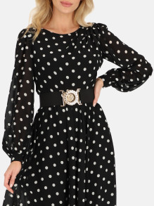 Zwiewna czarna sukienka w białe grochy L'AF Zuri