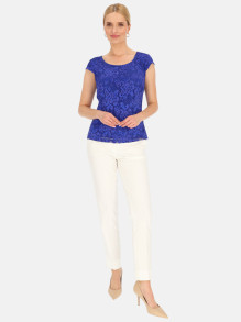 Szafirowa koronkowa bluzka damska Potis & Verso Ara