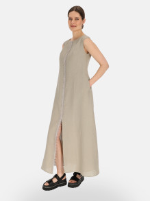 Szara lniana sukienka maxi Eye For Fashion