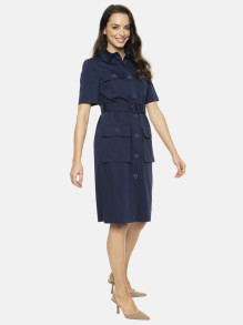 Granatowa sukienka koszulowa z paskiem Potis & Verso Olis