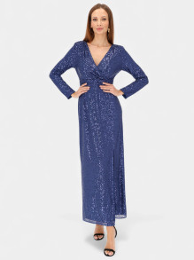 Niebieska cekinowa kopertowa sukienka maxi L'AF Livia