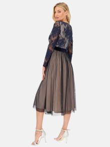 Granatowa sukienka z koronkową górą L'AF Karena