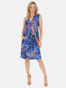 Niebieska lniana sukienka w liście L'AF Betta