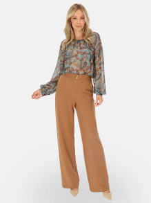 Brązowe dzianinowe spodnie damskie na gumce L'AF Billy