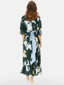 Zielona elegancka sukienka maxi w kwiatowy wzór L'AF Kendal