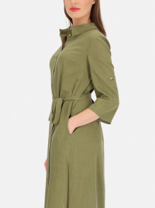 Zielona sukienka koszulowa z lnem Potis & Verso Toni