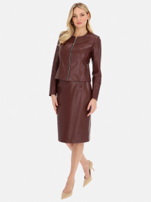 Elegancka bordowa kurtka damska z eko skóry L'AF Mirel