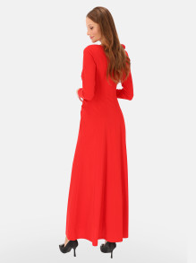 Czerwona wieczorowa sukienka maxi z rozcięciem L'AF Mara