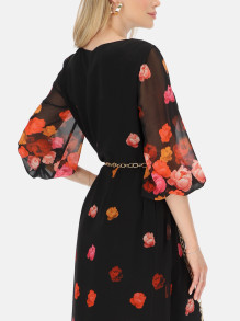 Czarna zwiewna sukienka maxi w kwiaty L'AF Pabla