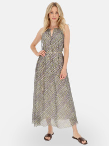 Wzorzysta elegancka sukienka maxi z łańcuszkiem L’AF Vega