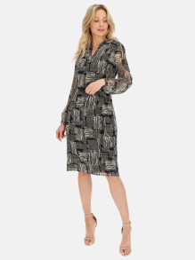 Czarno-biała koszulowa sukienka z błyszczącą nitką Potis & Verso Tama