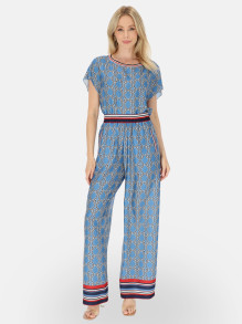 Wzorzyste spodnie damskie o satynowym wykończeniu Potis & Verso Bagi