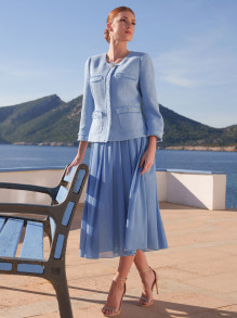 Błękitna tweedowa marynarka damska L'AF Talia