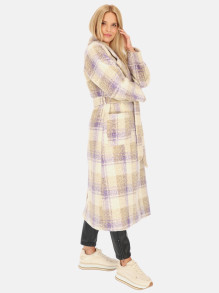 Płaszcz damski z tkaniny boucle w kratę Smashed Lemon 24556
