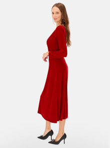 Wizytowa czerwona welurowa sukienka midi L’AF Ampalia