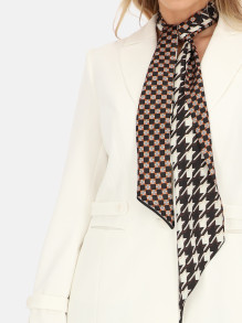 Wąska apaszka krawat w pepitkę i geometryczny wzór Potis & Verso