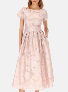 Elegancka różowa pudrowa sukienka midi L'AF Gween
