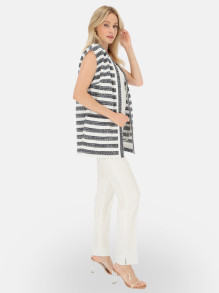 Bawełniana granatowo-biała kamizelka damska w paski L'AF Marisa