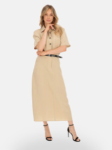 Beżowa sukienka koszulowa midi L’AF Febi