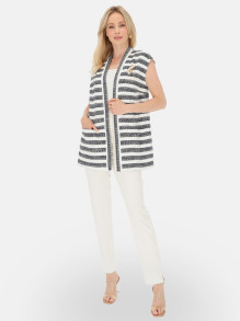 Bawełniana granatowo-biała kamizelka damska w paski L'AF Marisa