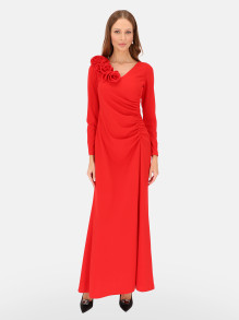 Czerwona wieczorowa sukienka maxi z rozcięciem L'AF Mara
