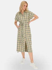 Sukienka koszulowa z paskiem w kratę Potis & Verso Gala