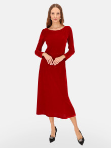 Wizytowa czerwona welurowa sukienka midi L’AF Ampalia