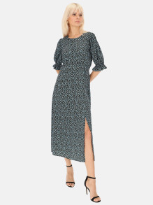 Czarna sukienka midi w niebieskie kwiatuszki Eye For Fashion Abbi