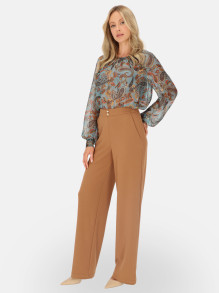 Brązowe dzianinowe spodnie damskie na gumce L'AF Billy