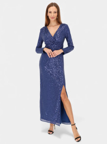 Niebieska cekinowa kopertowa sukienka maxi L'AF Livia