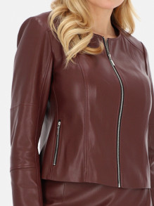 Elegancka bordowa kurtka damska z eko skóry L'AF Mirel