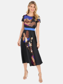 Czarna sukienka z kwiatowym nadrukiem Potis & Verso Klarisa