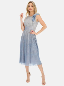 Elegancka niebieska sukienka koktajlowa midi L'AF Rianna