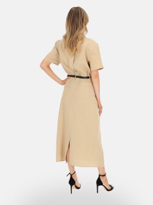 Beżowa sukienka koszulowa midi L’AF Febi