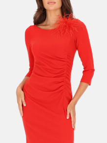 Długa czerwona wieczorowa sukienka z marszczeniami L'AF Natali