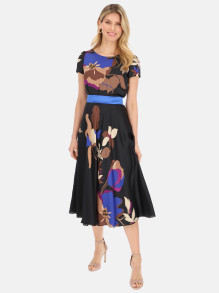 Czarna sukienka z kwiatowym nadrukiem Potis & Verso Klarisa