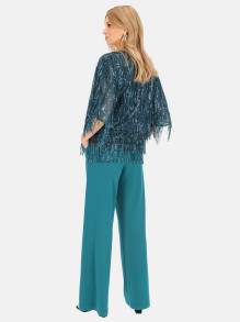 Kimonowa bluzka z cekinowymi troczkami L'AF Moris