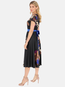 Czarna sukienka z kwiatowym nadrukiem Potis & Verso Klarisa